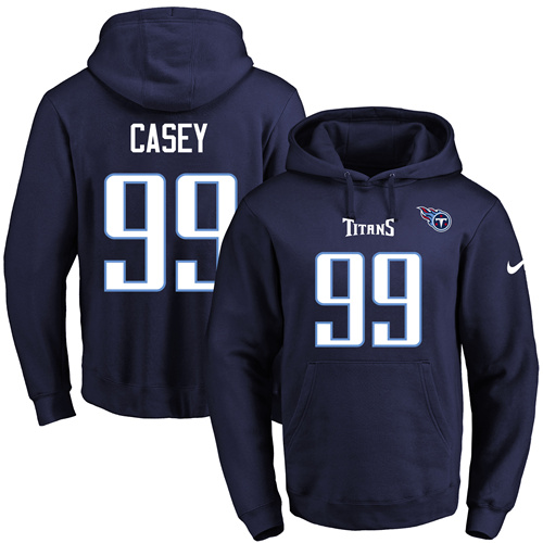 Nike Titans #99 Jurrell Casey Navy Blue Name & Number Pullover NFL Hoodie - Click Image to Close